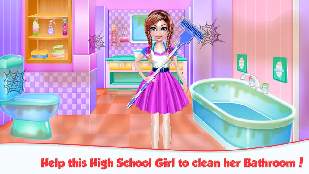 Highschool Girl House Cleaning Zrzut ekranu 1