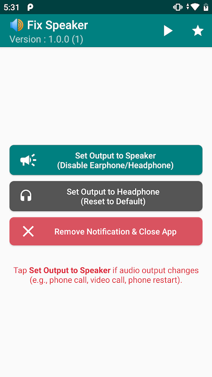 Fix Speaker - Disable Earphone スクリーンショット 0