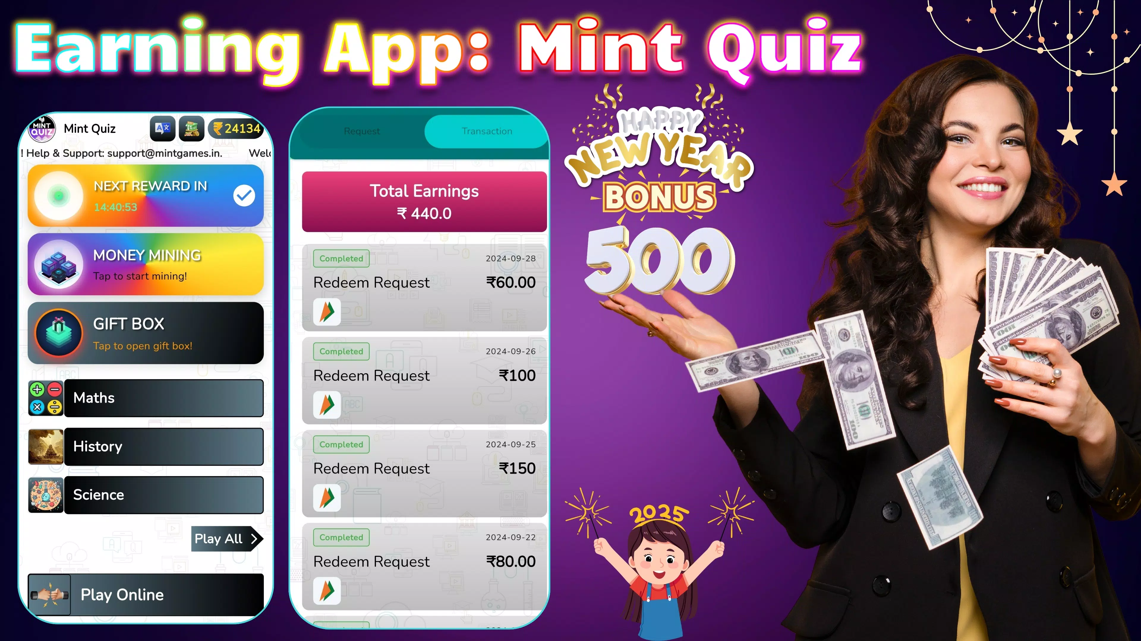 Earning App: Mint Quiz स्क्रीनशॉट 0