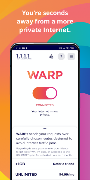 1.1.1.1 WARP: Safer Internet স্ক্রিনশট 1