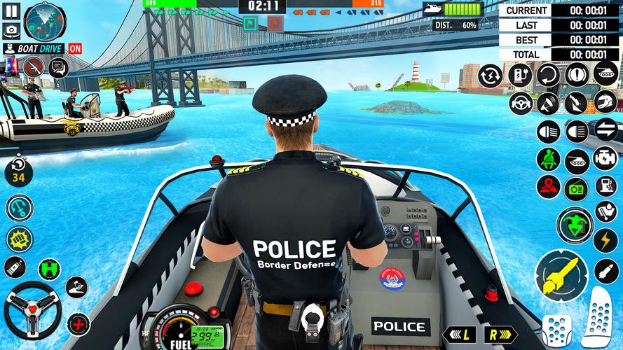 Police Boat Chase Crime Games Capture d'écran 0