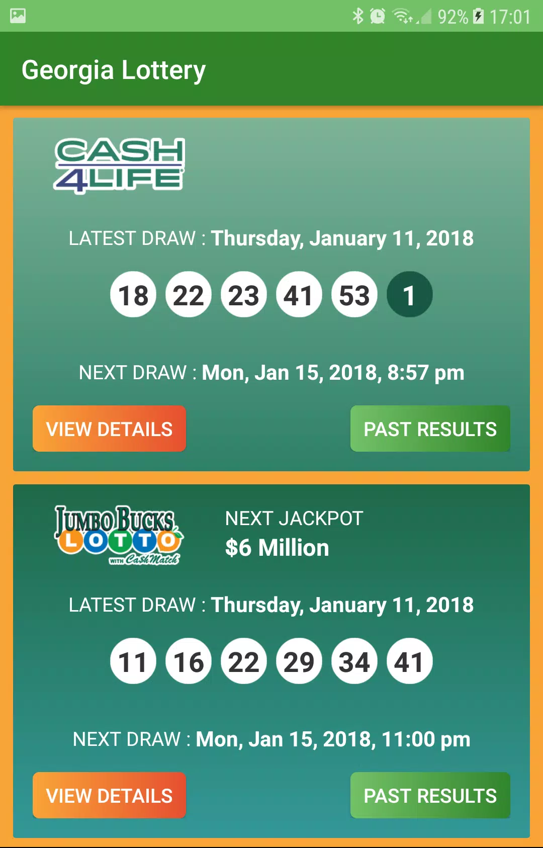 Georgia Lottery Results Скриншот 1
